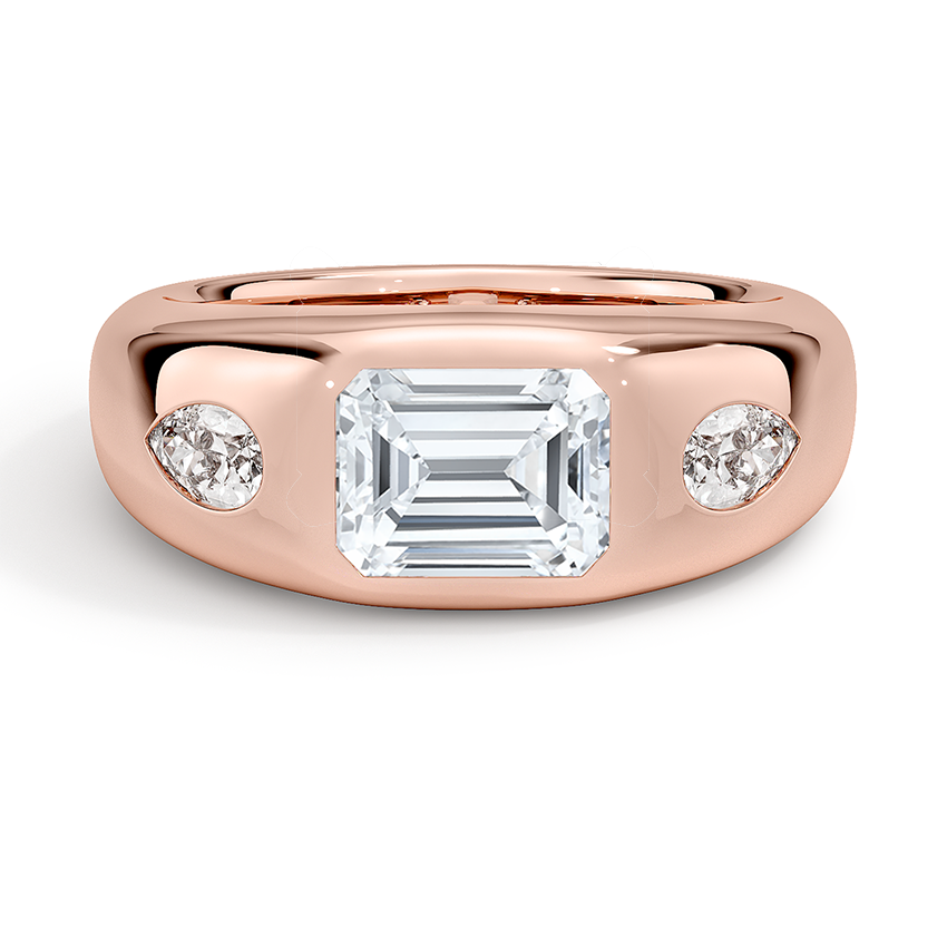 Sloane Flush Set Three Stone Diamond Dome Ring