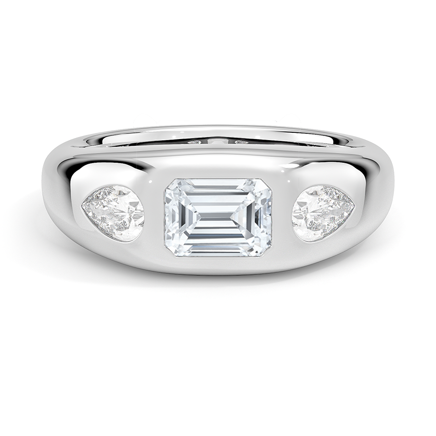 Sloane Flush Set Three Stone Diamond Dome Ring
