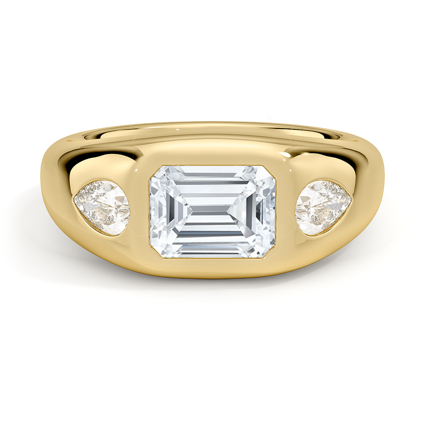 Sloane Flush Set Three Stone Diamond Dome Ring
