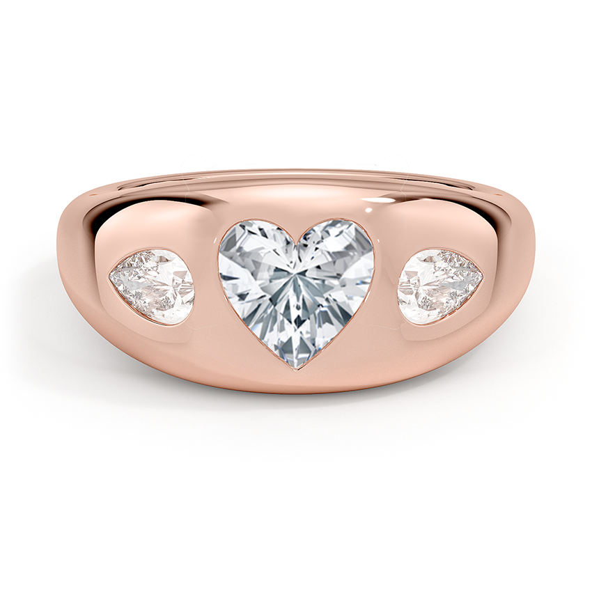 Sloane Flush Set Three Stone Diamond Dome Ring