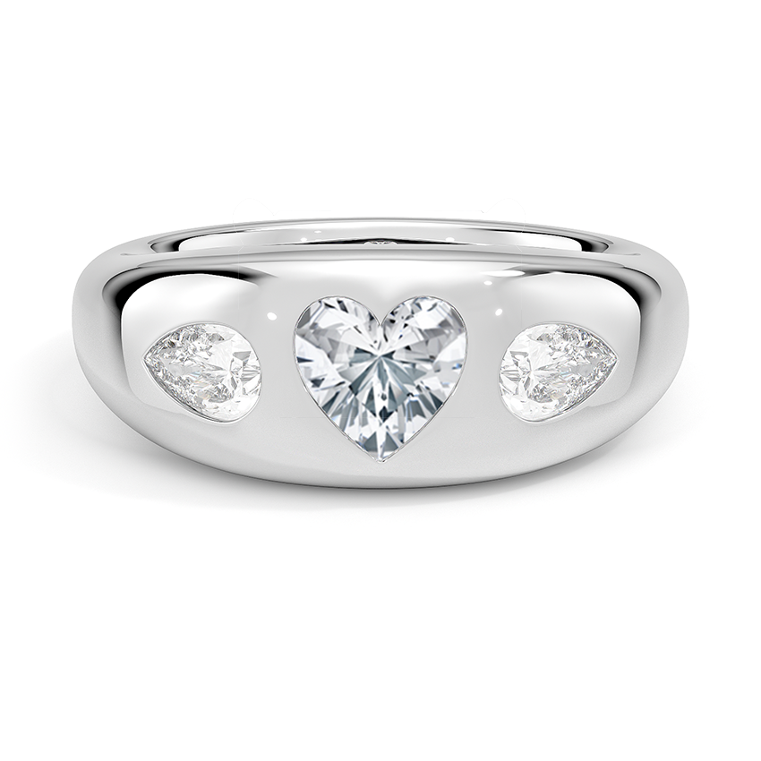 Sloane Flush Set Three Stone Diamond Dome Ring