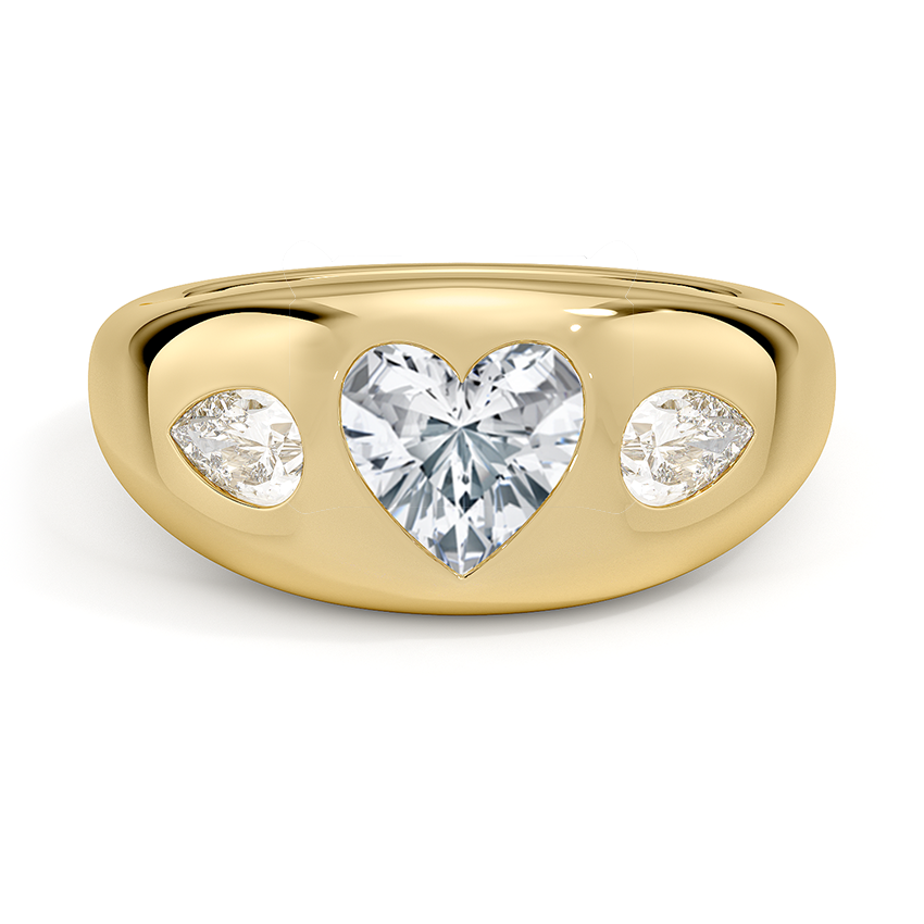 Sloane Flush Set Three Stone Diamond Dome Ring