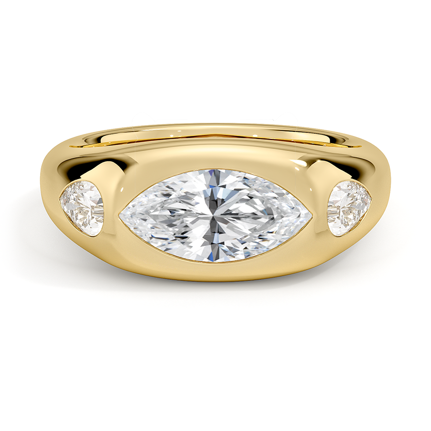 Sloane Flush Set Three Stone Diamond Dome Ring