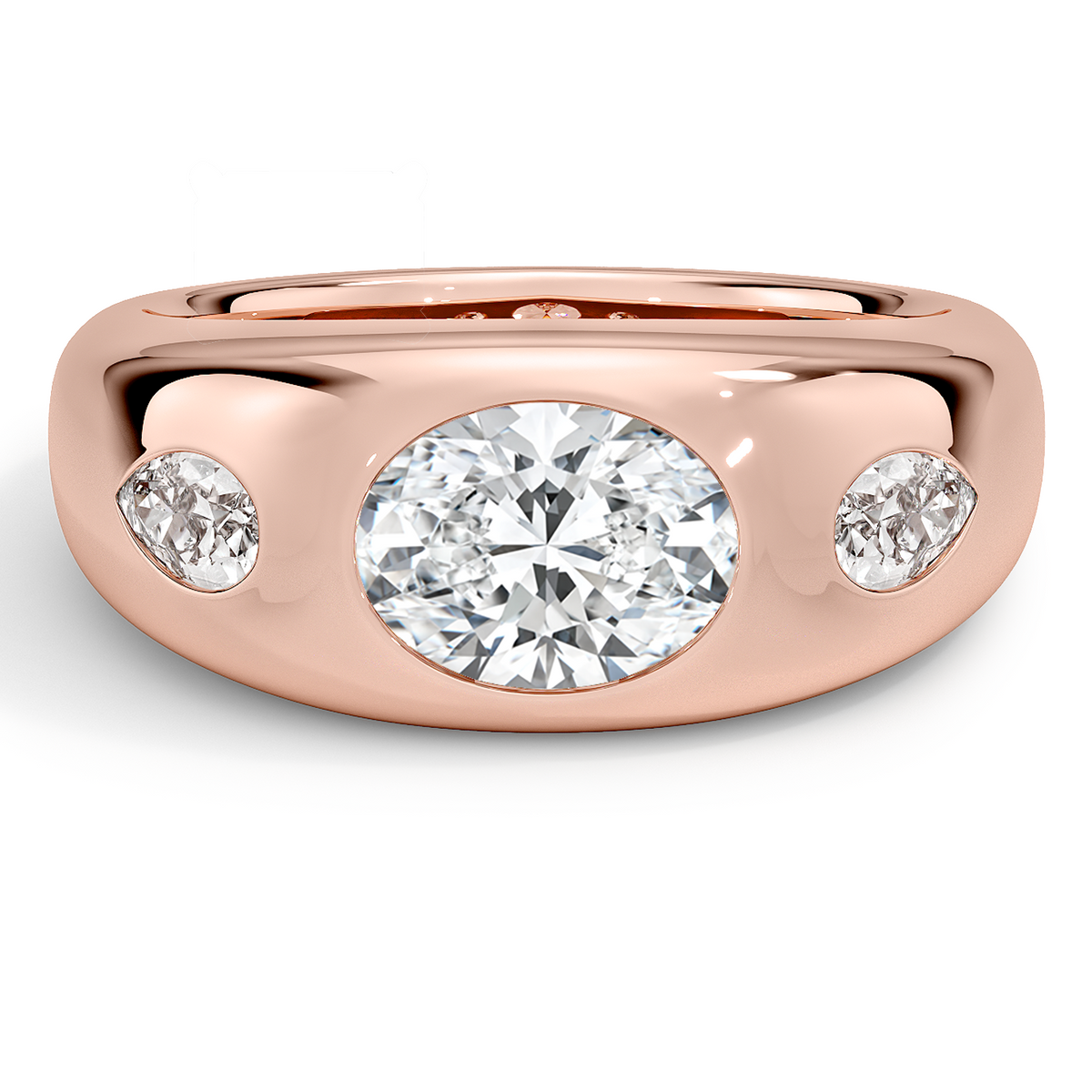 Sloane Flush Set Three Stone Diamond Dome Ring