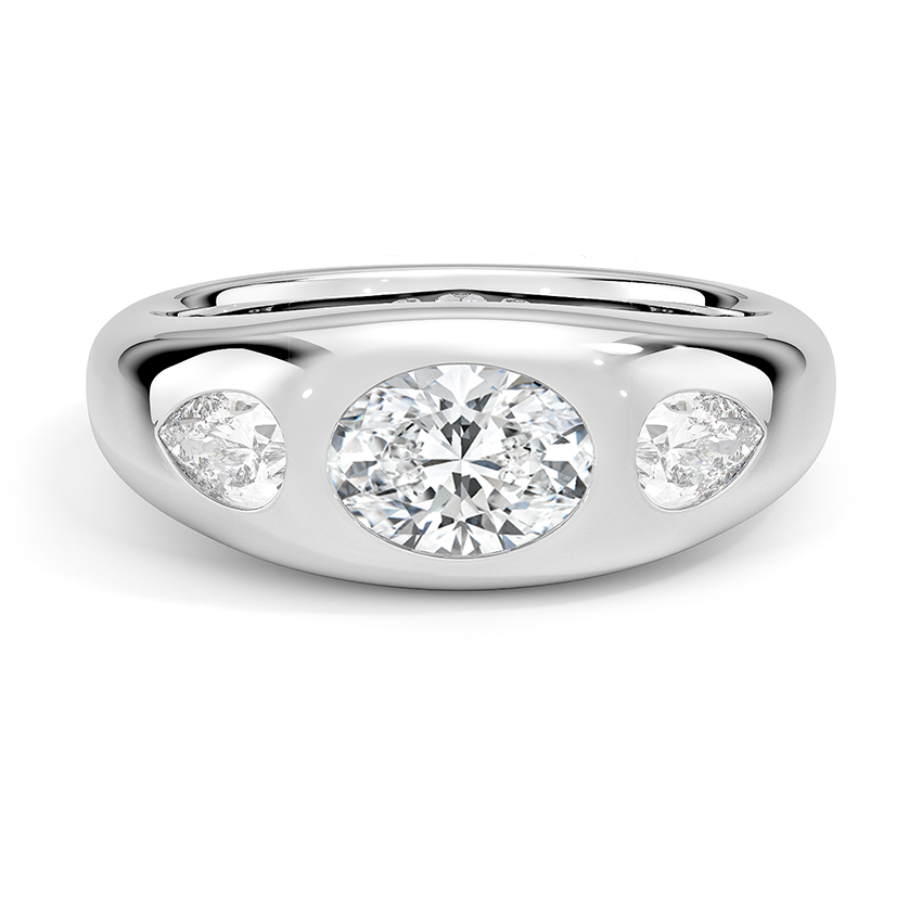 Sloane Flush Set Three Stone Diamond Dome Ring