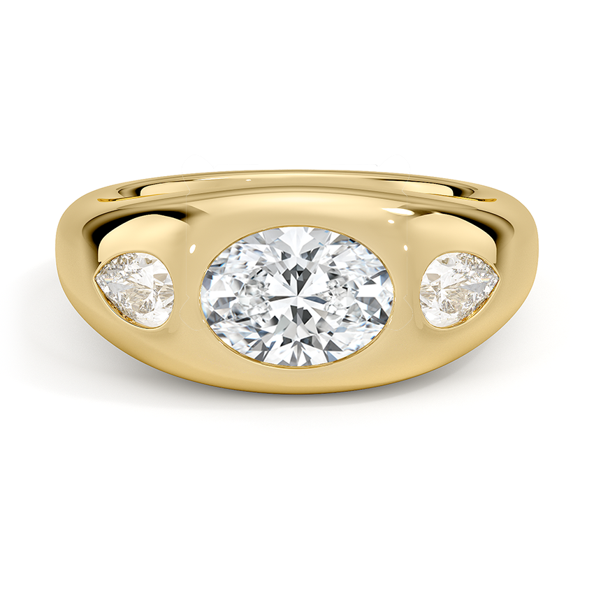 Sloane Flush Set Three Stone Diamond Dome Ring