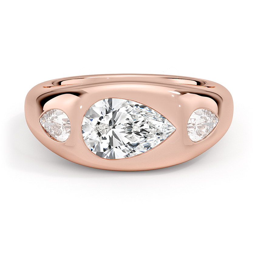 Sloane Flush Set Three Stone Diamond Dome Ring