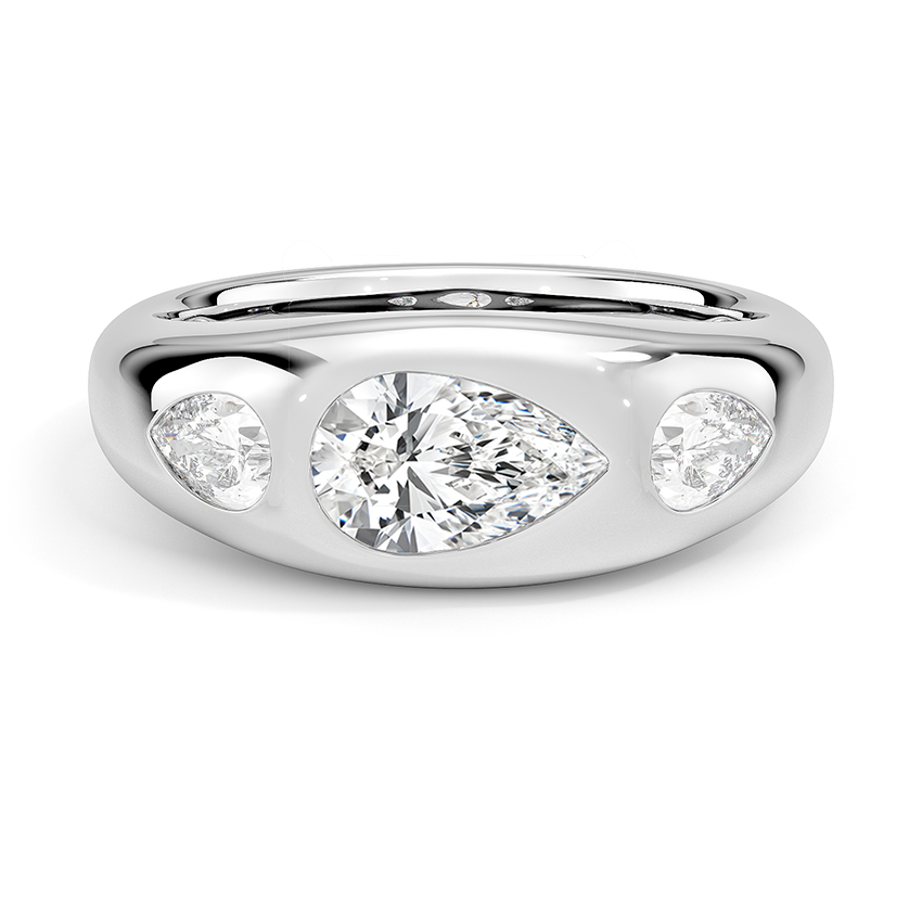 Sloane Flush Set Three Stone Diamond Dome Ring