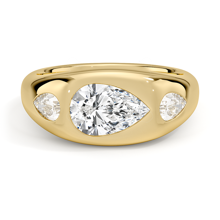 Sloane Flush Set Three Stone Diamond Dome Ring