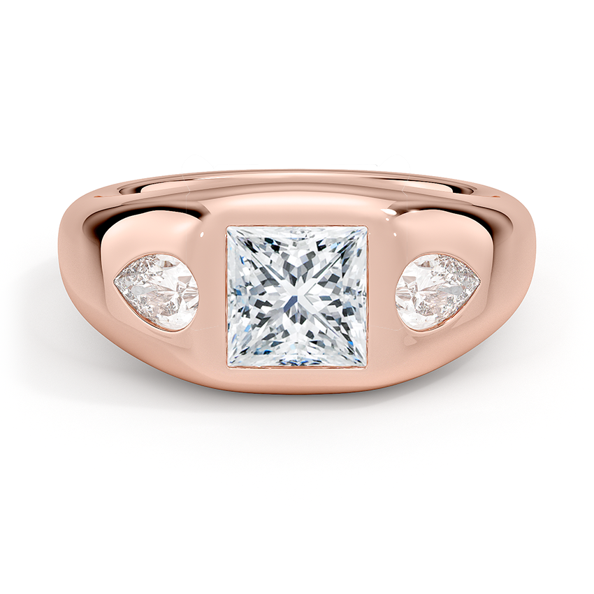 Sloane Flush Set Three Stone Diamond Dome Ring