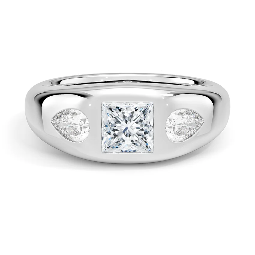 Sloane Flush Set Three Stone Diamond Dome Ring