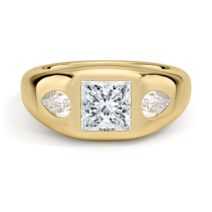 Sloane Flush Set Three Stone Diamond Dome Ring