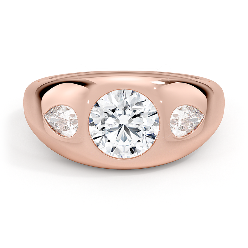 Sloane Flush Set Three Stone Diamond Dome Ring
