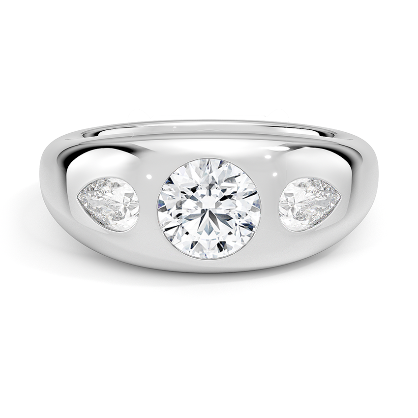 Sloane Flush Set Three Stone Diamond Dome Ring
