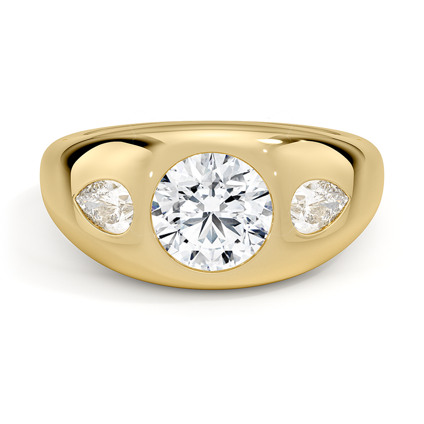 Sloane Flush Set Three Stone Diamond Dome Ring