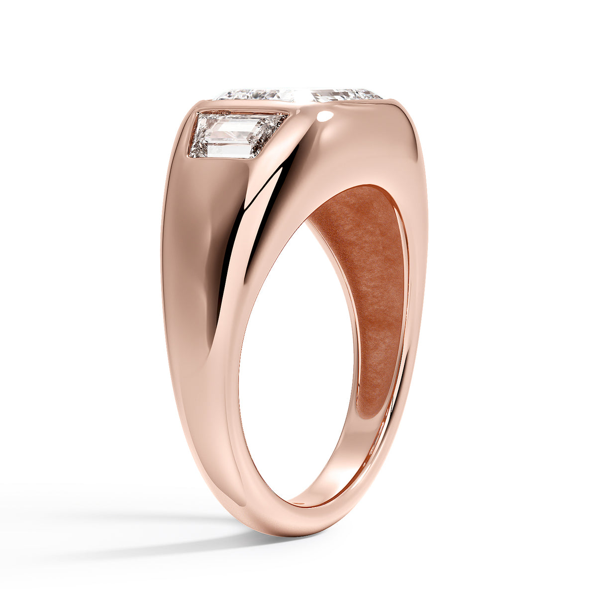 Sloane Three Stone Trapezoid Dome Diamond Ring