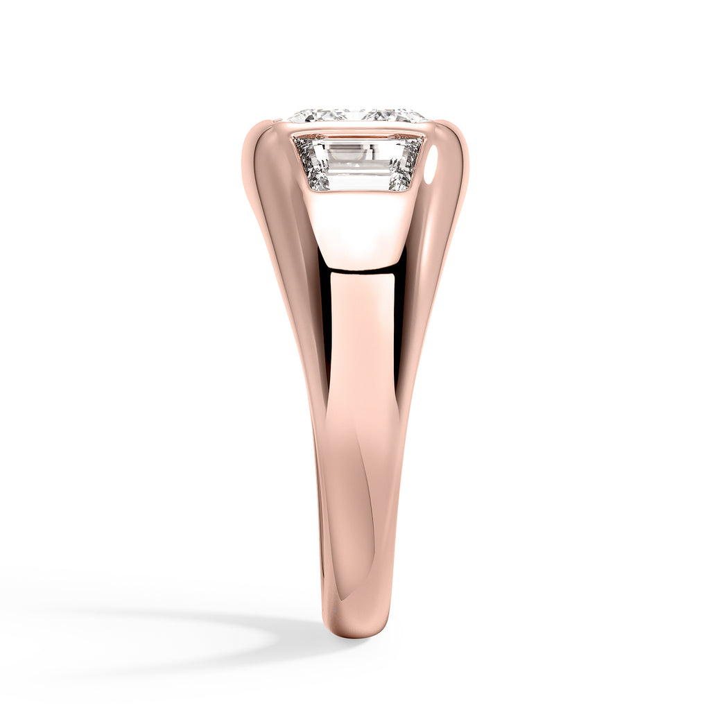 Sloane Three Stone Trapezoid Dome Diamond Ring