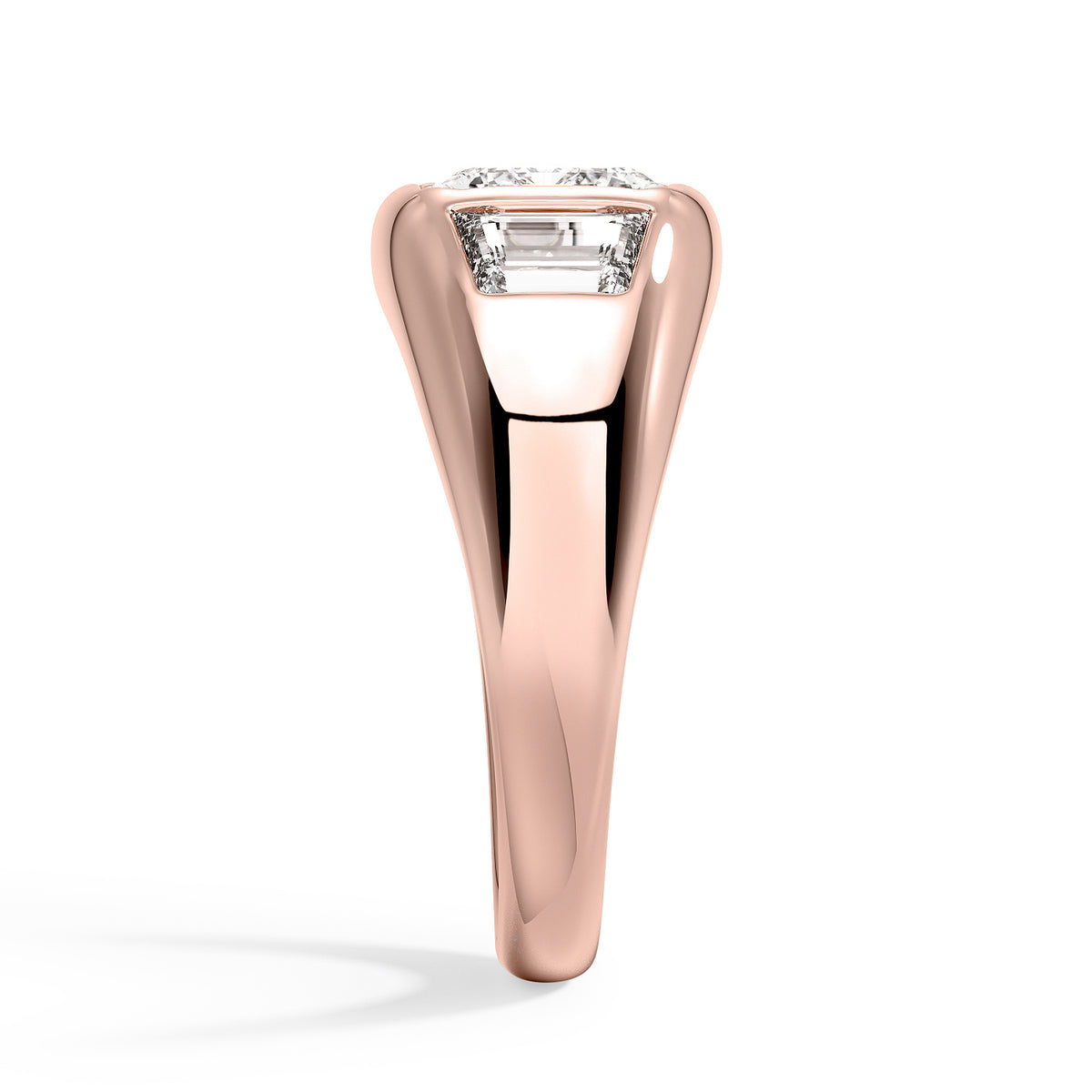 Sloane Three Stone Trapezoid Dome Diamond Ring