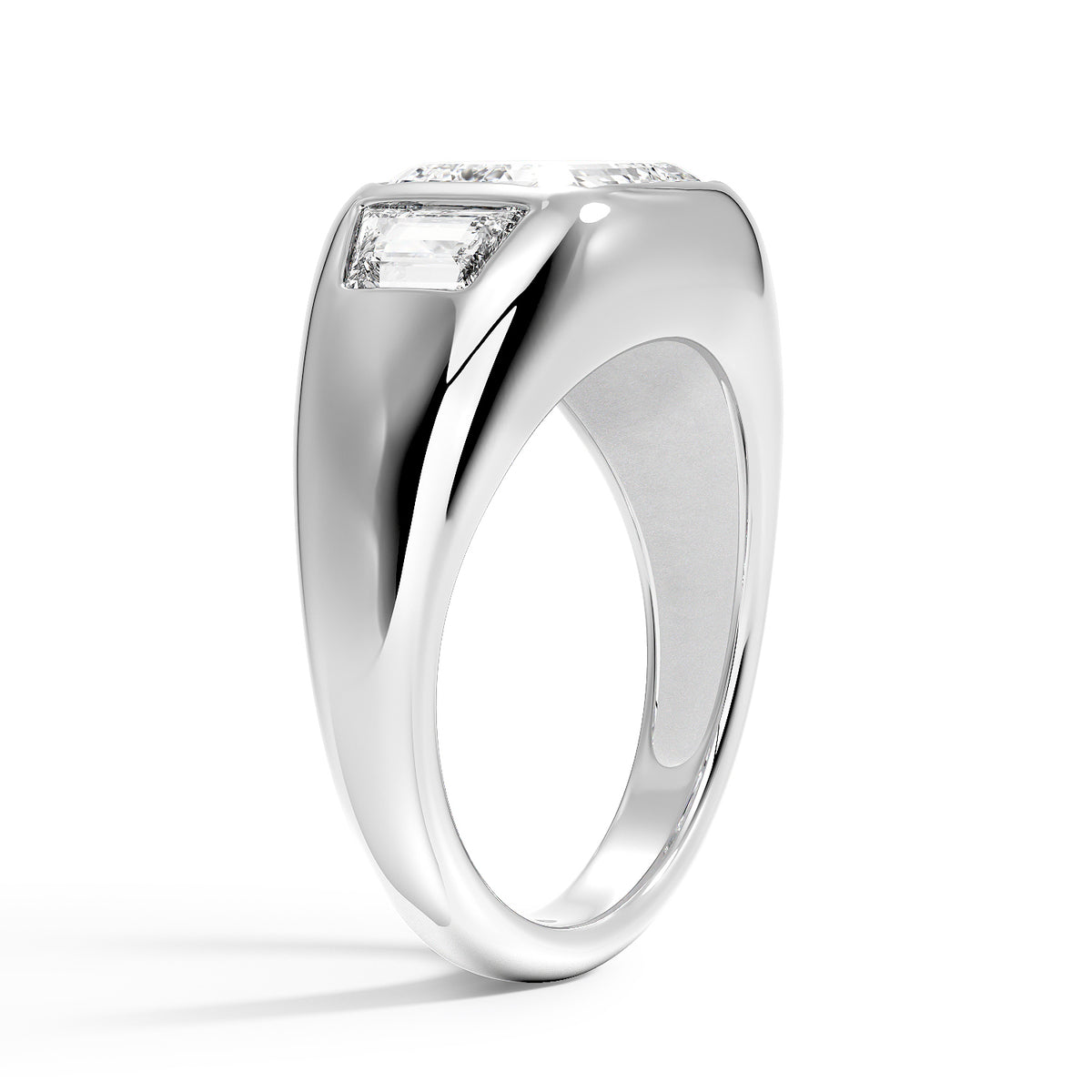 Sloane Three Stone Trapezoid Dome Diamond Ring