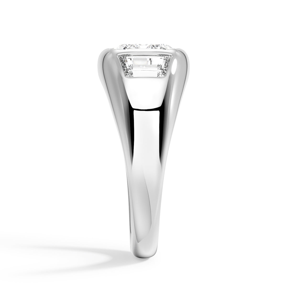 Sloane Three Stone Trapezoid Dome Diamond Ring