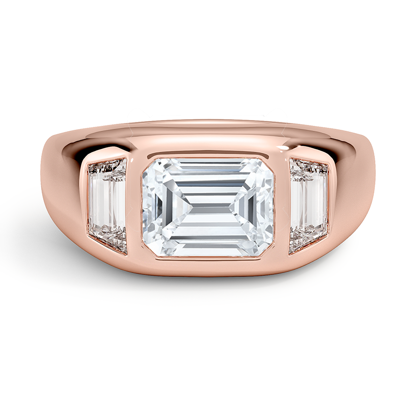 Sloane Three Stone Trapezoid Dome Diamond Ring