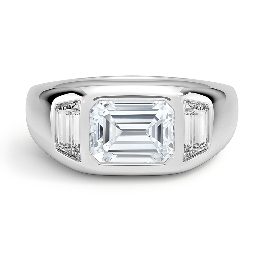 Sloane Three Stone Trapezoid Dome Diamond Ring