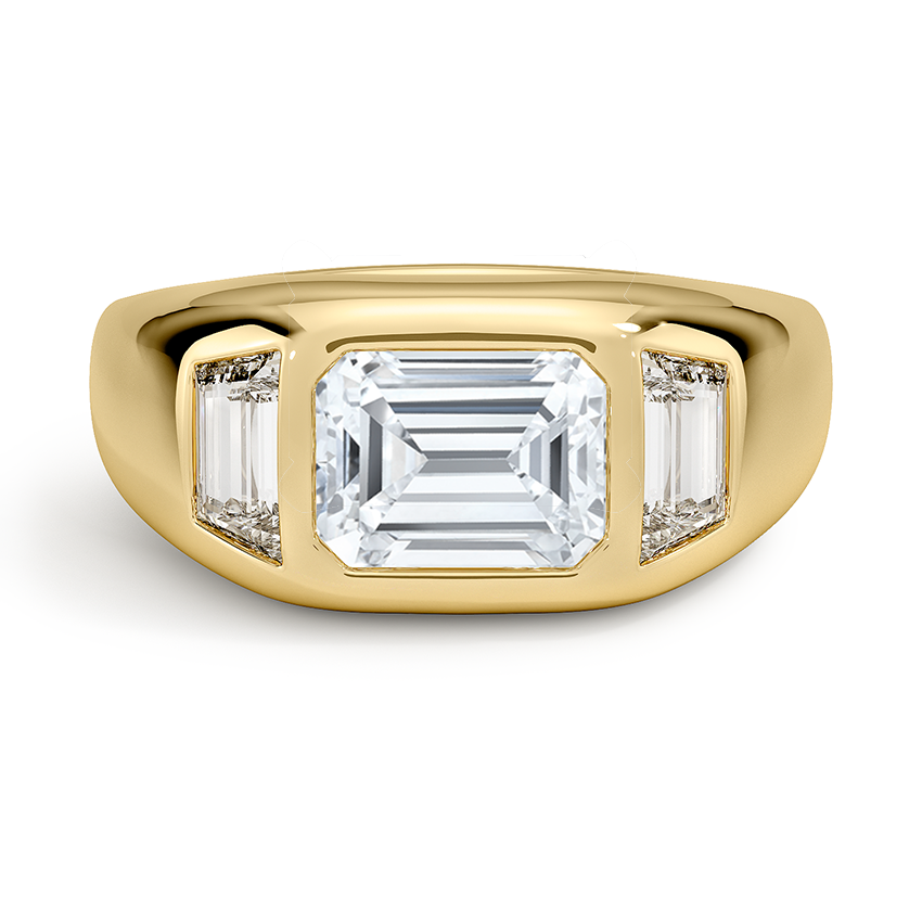 Sloane Three Stone Trapezoid Dome Diamond Ring