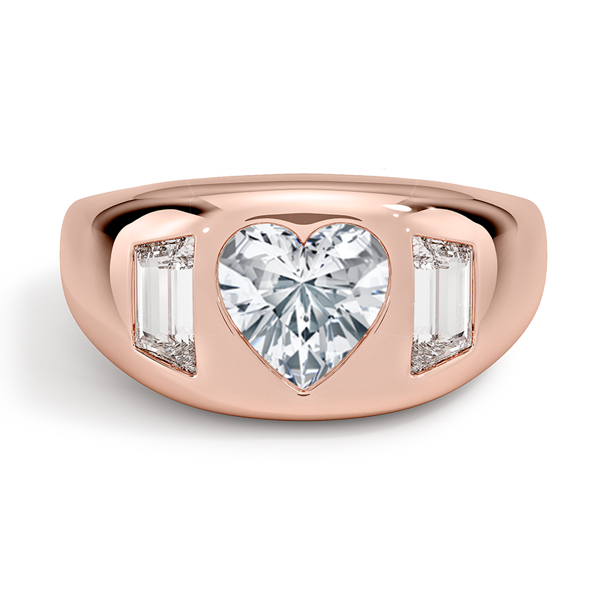 Sloane Three Stone Trapezoid Dome Diamond Ring