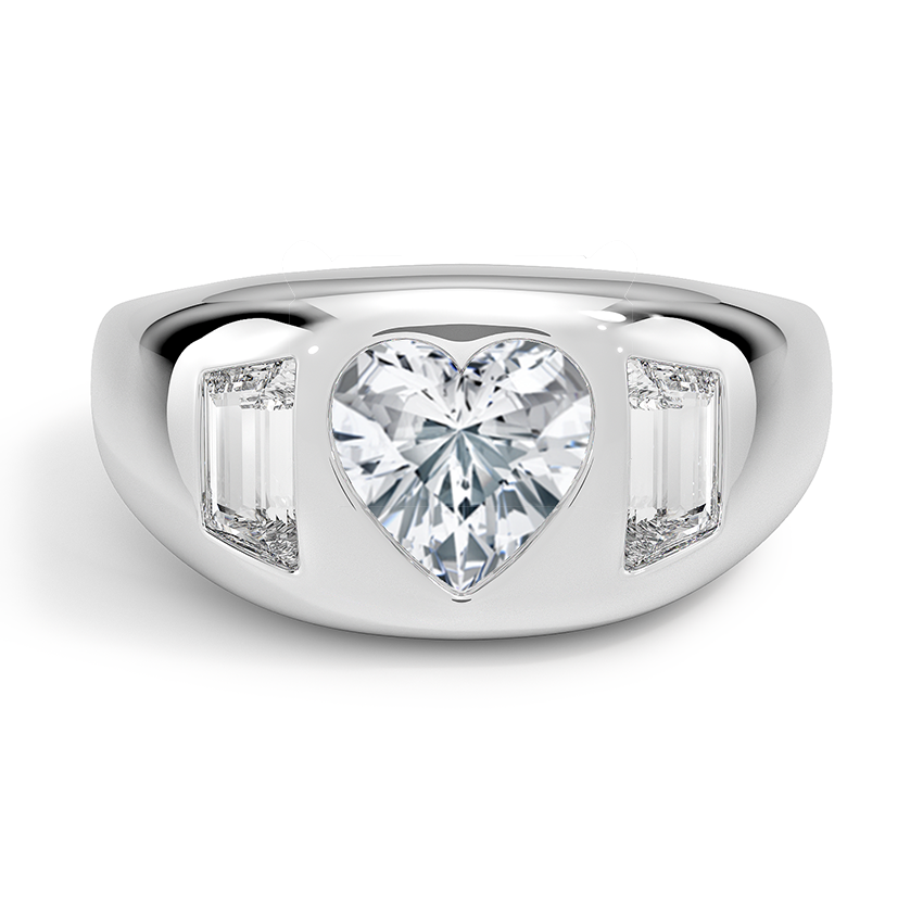 Sloane Three Stone Trapezoid Dome Diamond Ring