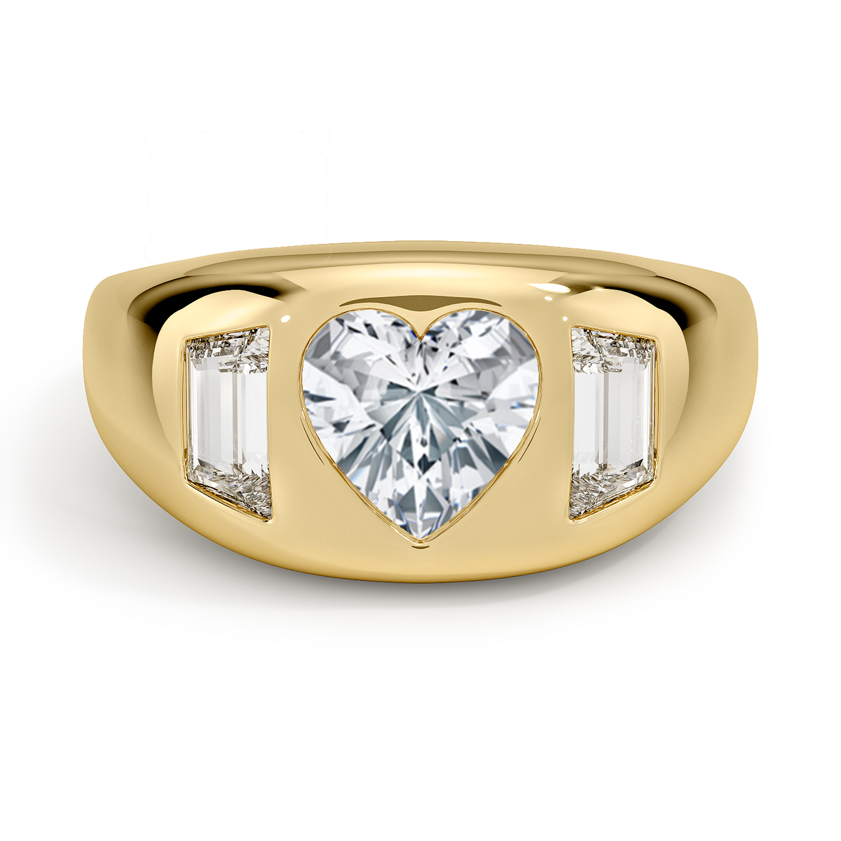 Sloane Three Stone Trapezoid Dome Diamond Ring