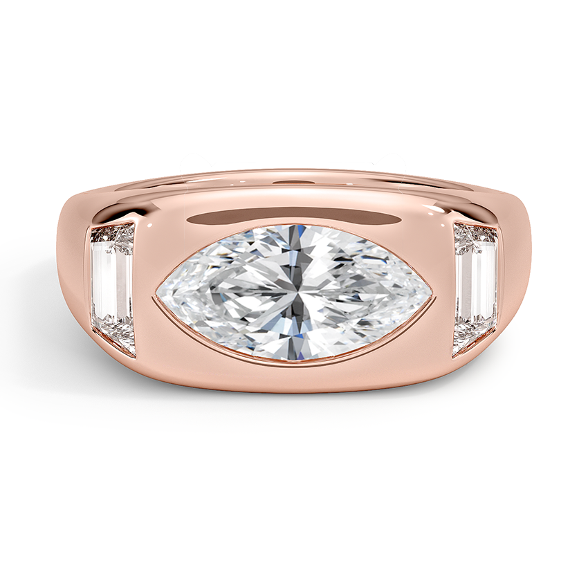 Sloane Three Stone Trapezoid Dome Diamond Ring