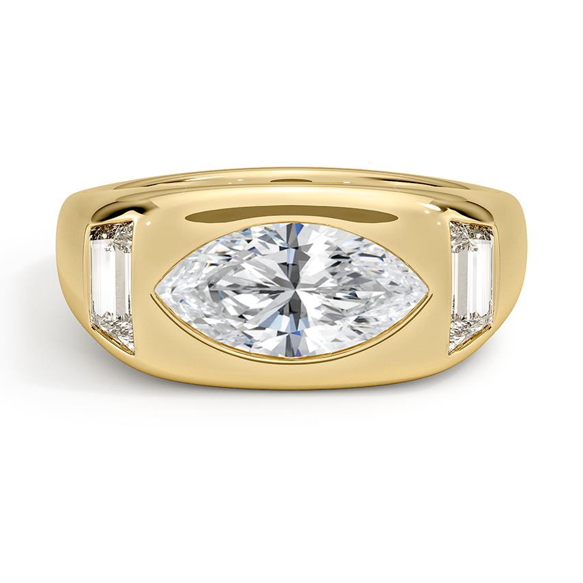 Sloane Three Stone Trapezoid Dome Diamond Ring