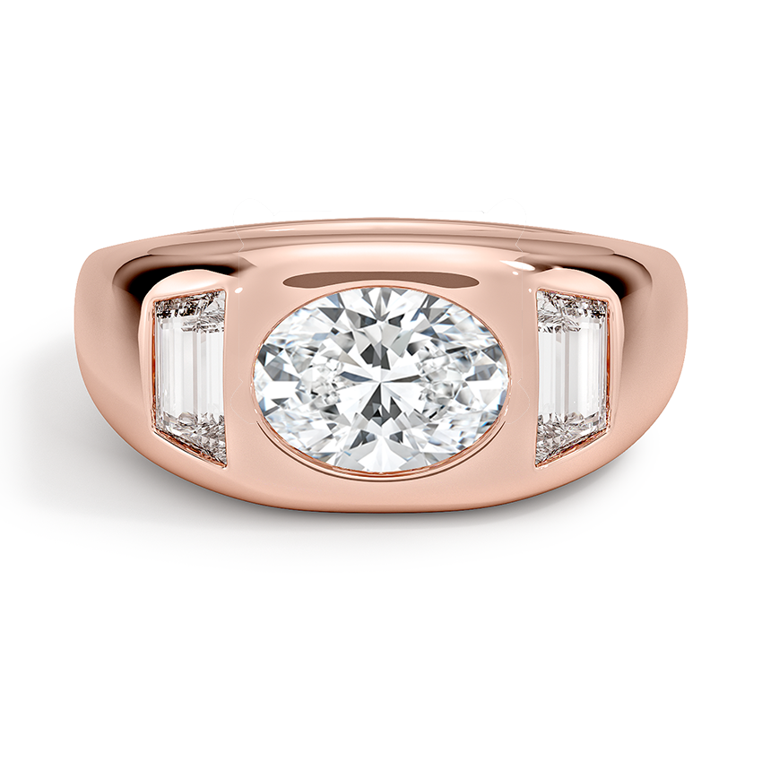 Sloane Three Stone Trapezoid Dome Diamond Ring