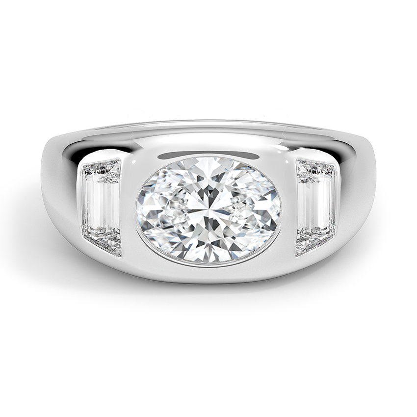 Sloane Three Stone Trapezoid Dome Diamond Ring