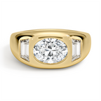 Sloane Three Stone Trapezoid Dome Diamond Ring