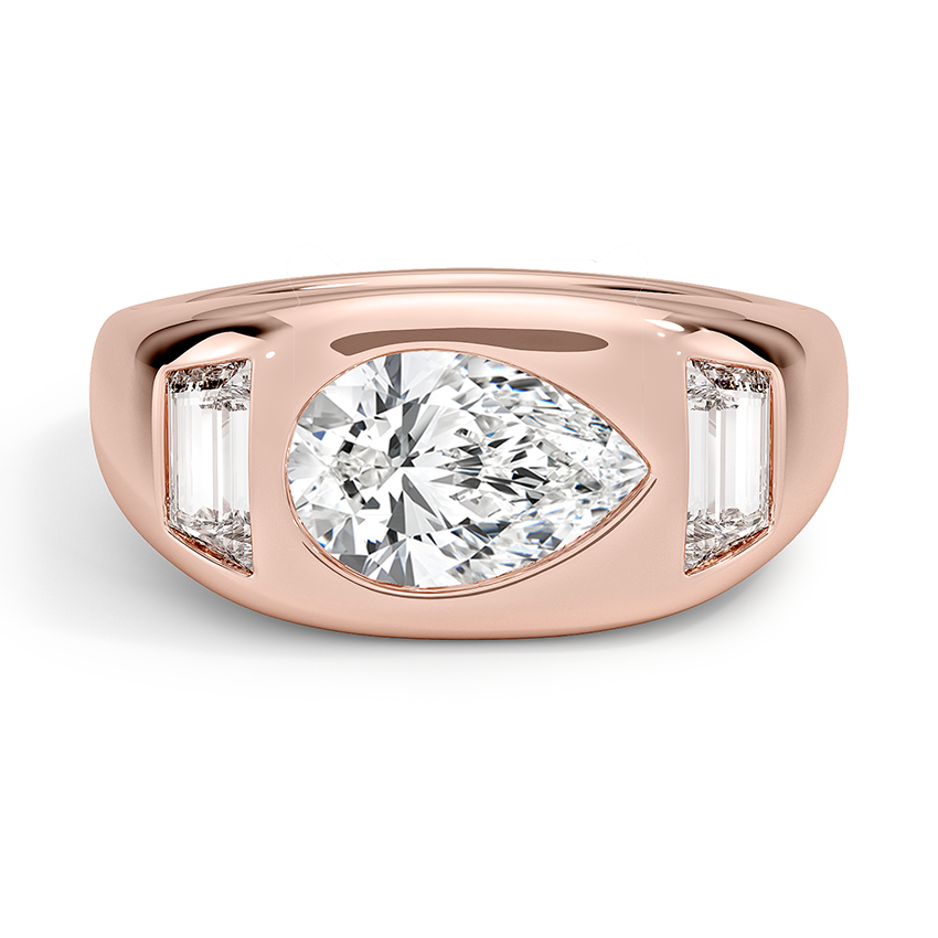 Sloane Three Stone Trapezoid Dome Diamond Ring