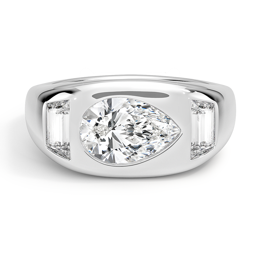 Sloane Three Stone Trapezoid Dome Diamond Ring