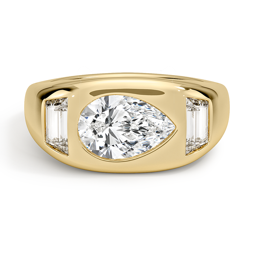 Sloane Three Stone Trapezoid Dome Diamond Ring