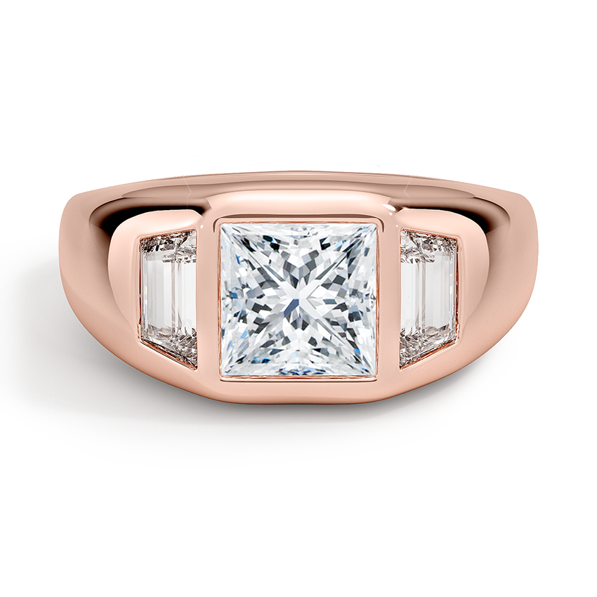 Sloane Three Stone Trapezoid Dome Diamond Ring