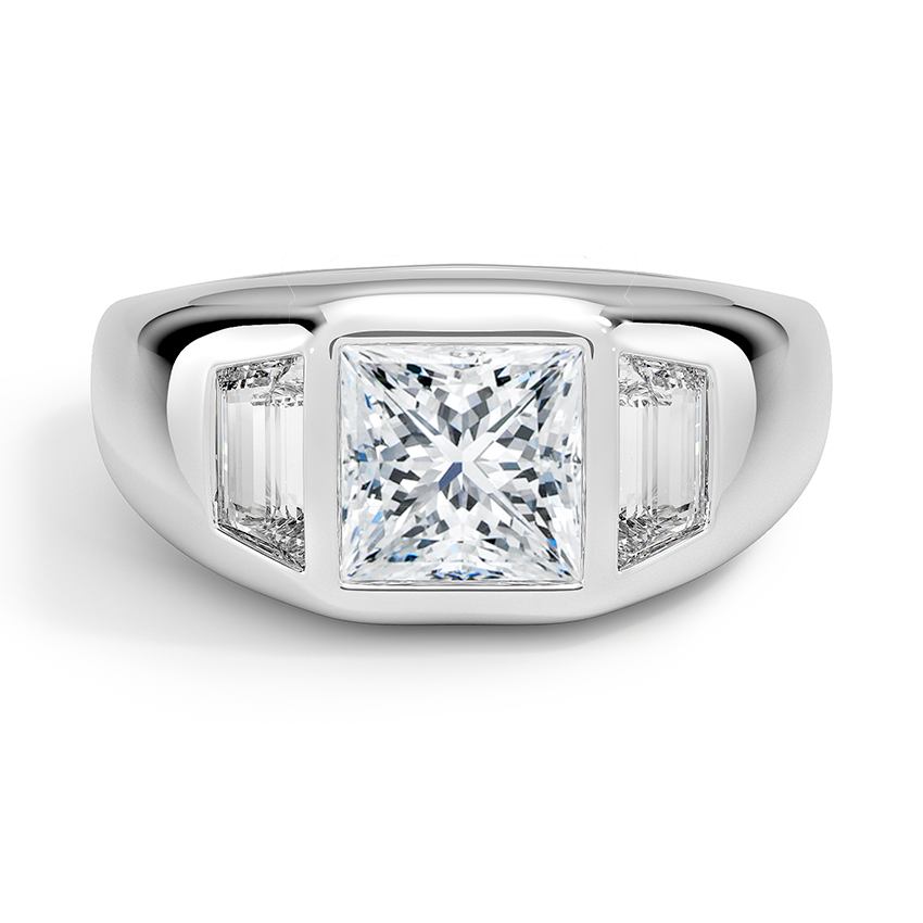 Sloane Three Stone Trapezoid Dome Diamond Ring
