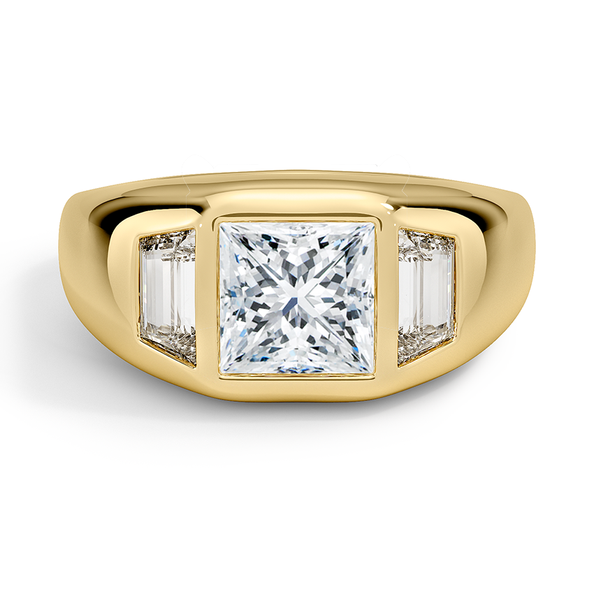 Sloane Three Stone Trapezoid Dome Diamond Ring