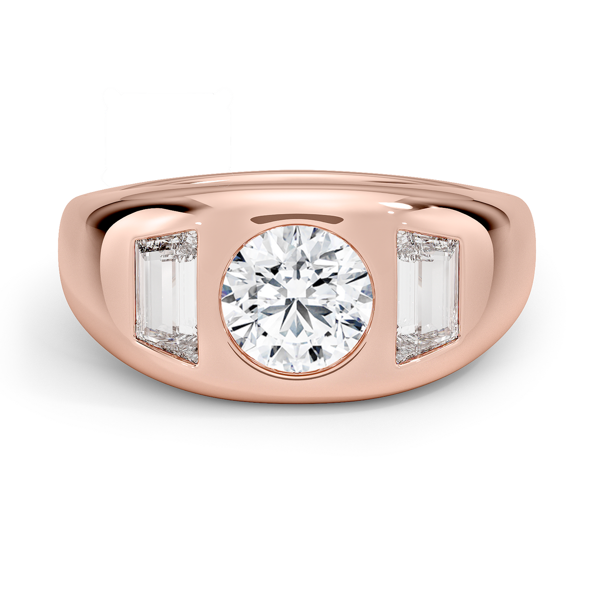 Sloane Three Stone Trapezoid Dome Diamond Ring
