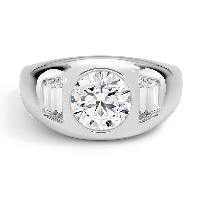 Sloane Three Stone Trapezoid Dome Diamond Ring