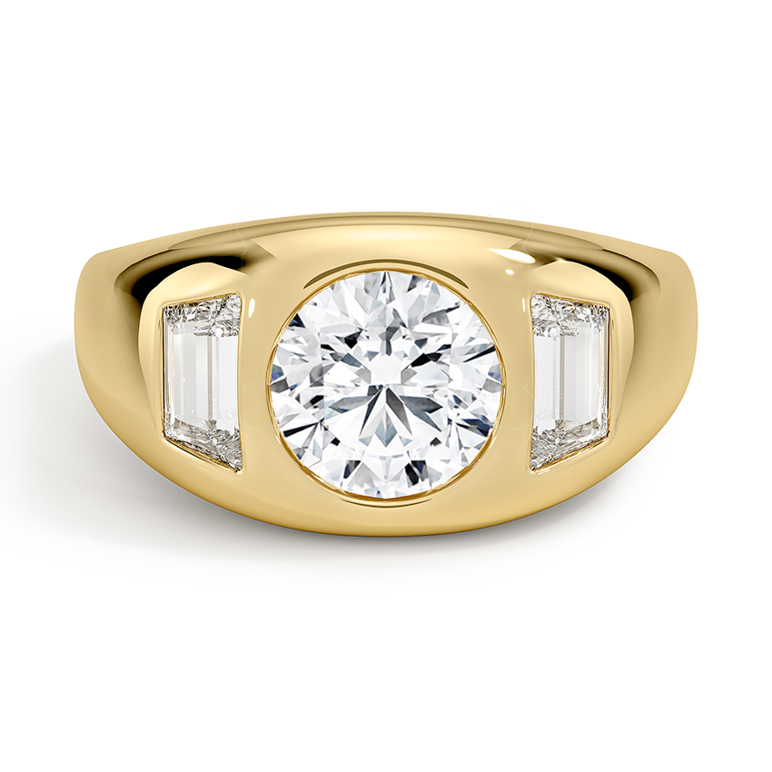 Sloane Three Stone Trapezoid Dome Diamond Ring