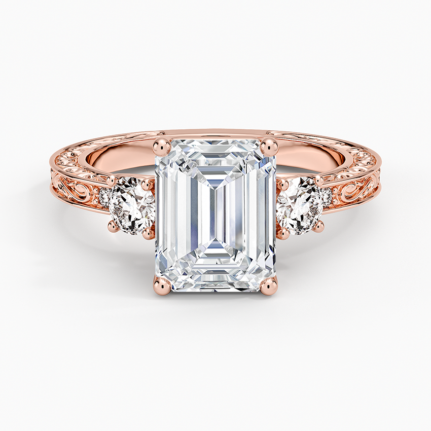 Antique Scroll Engraved Three Stone Diamond Ring (1/3 ct. tw.)