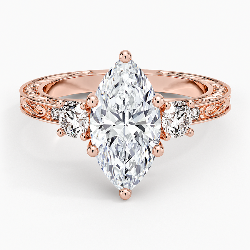 Antique Scroll Engraved Three Stone Diamond Ring (1/3 ct. tw.)