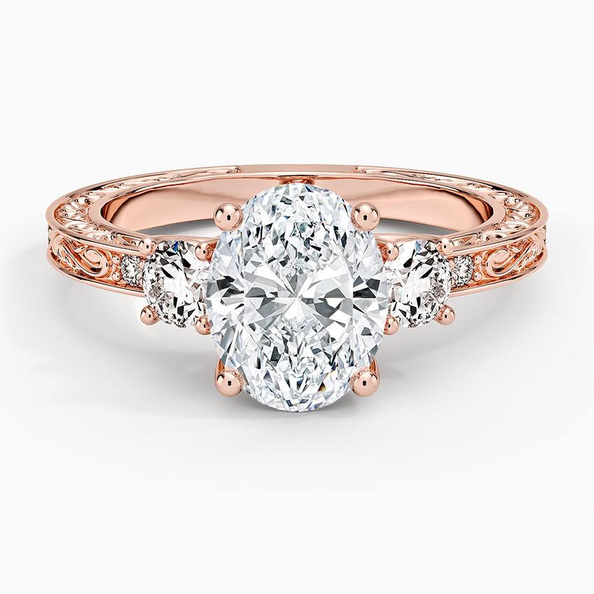 Antique Scroll Engraved Three Stone Diamond Ring (1/3 ct. tw.)