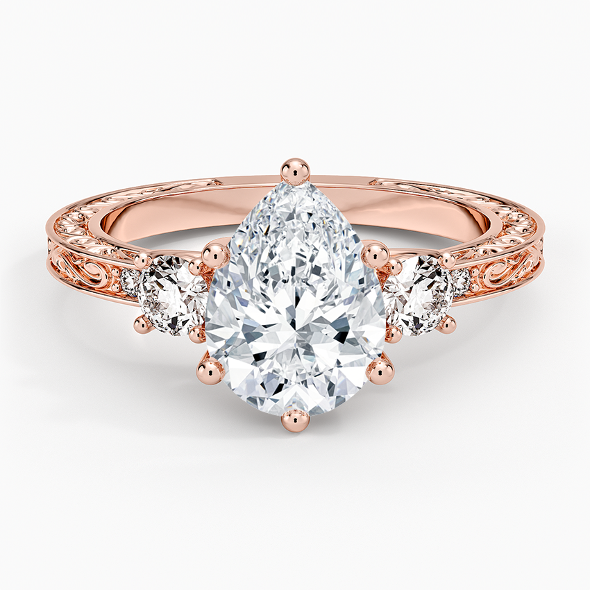 Antique Scroll Engraved Three Stone Diamond Ring (1/3 ct. tw.)