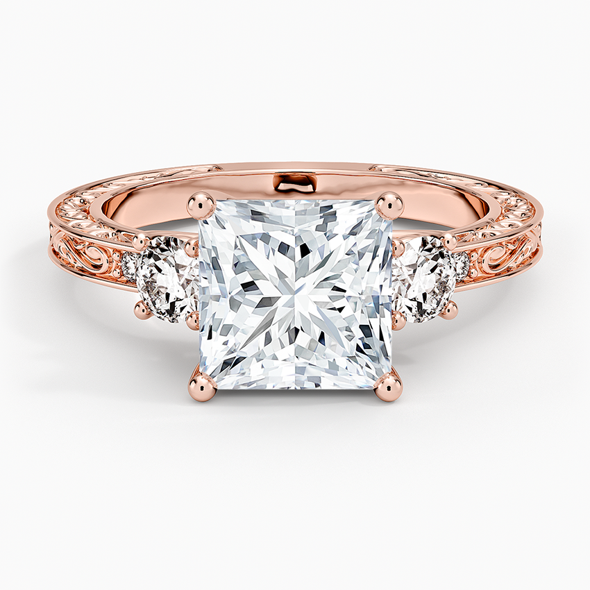 Antique Scroll Engraved Three Stone Diamond Ring (1/3 ct. tw.)
