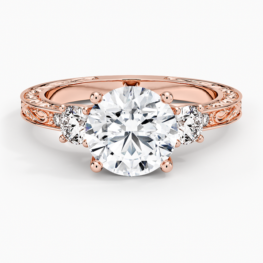Antique Scroll Engraved Three Stone Diamond Ring (1/3 ct. tw.)
